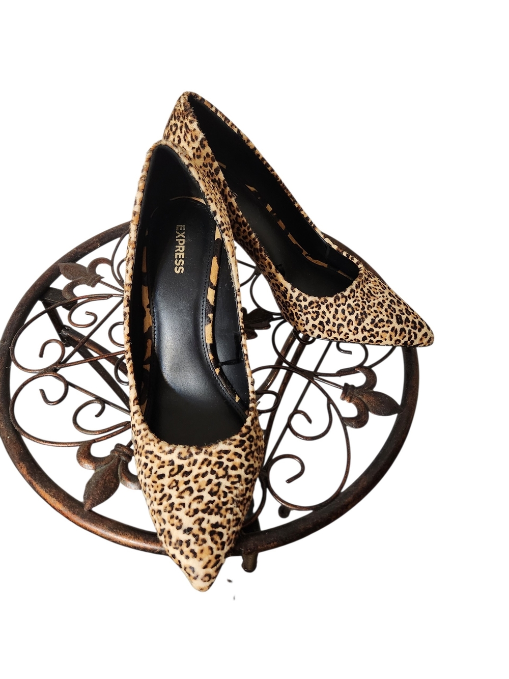 Express Leopard-Print Pointed Pumps - Tan & Black